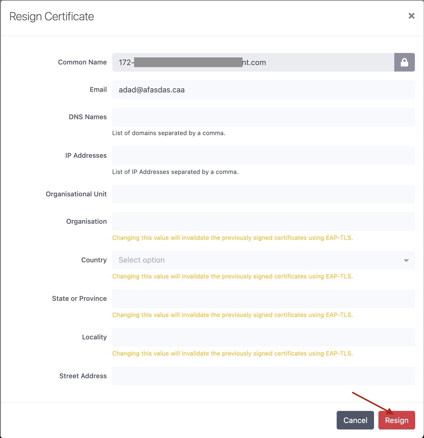 Resign Form