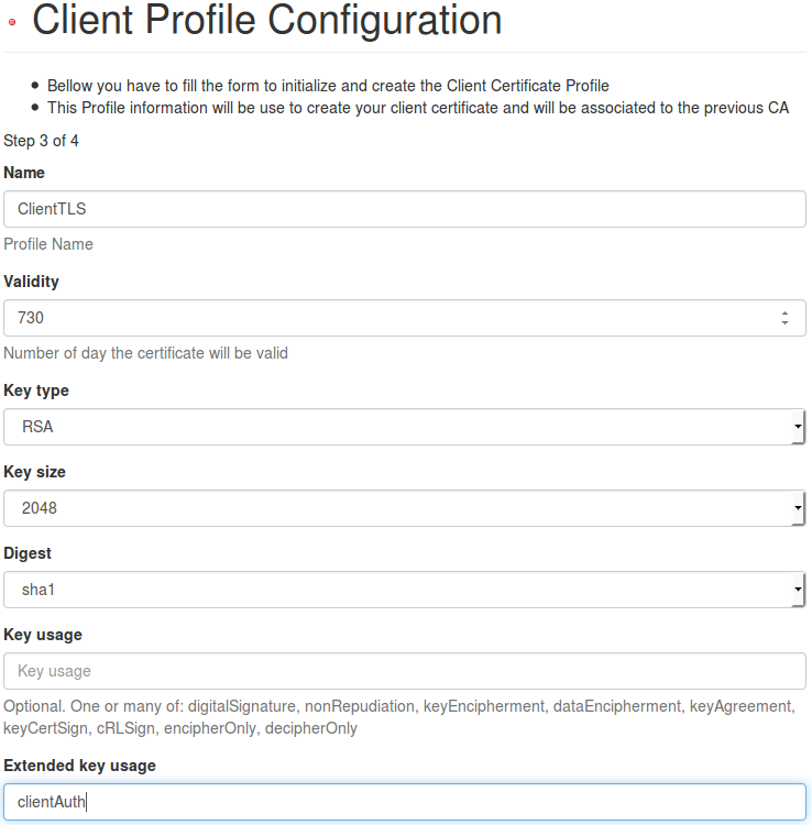 Client Profile configuration