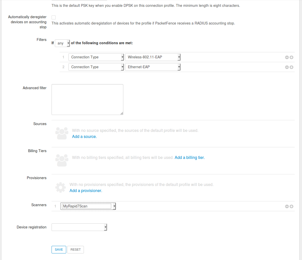 Rapid7 connection profile