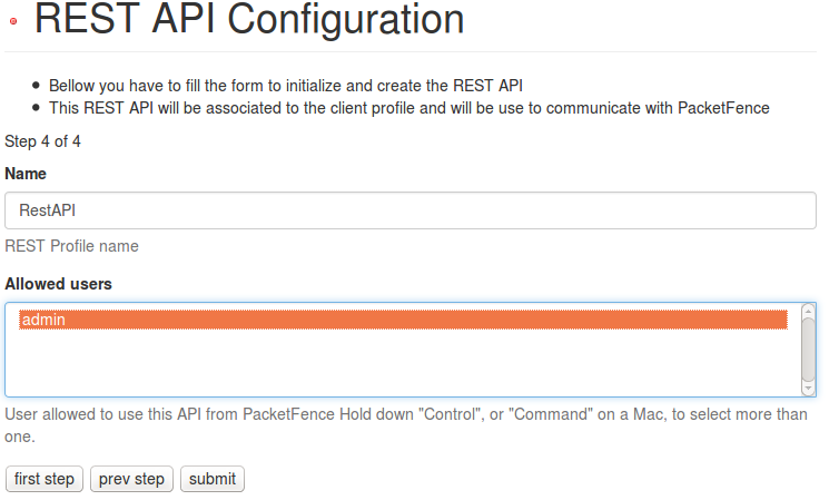 REST API configuration