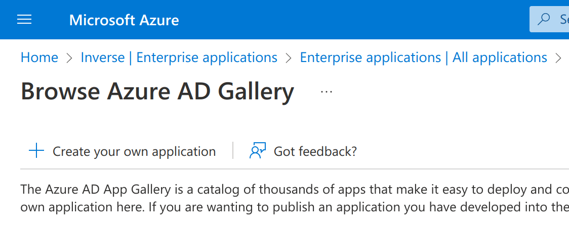 Azure SAML Entreprise Own Application