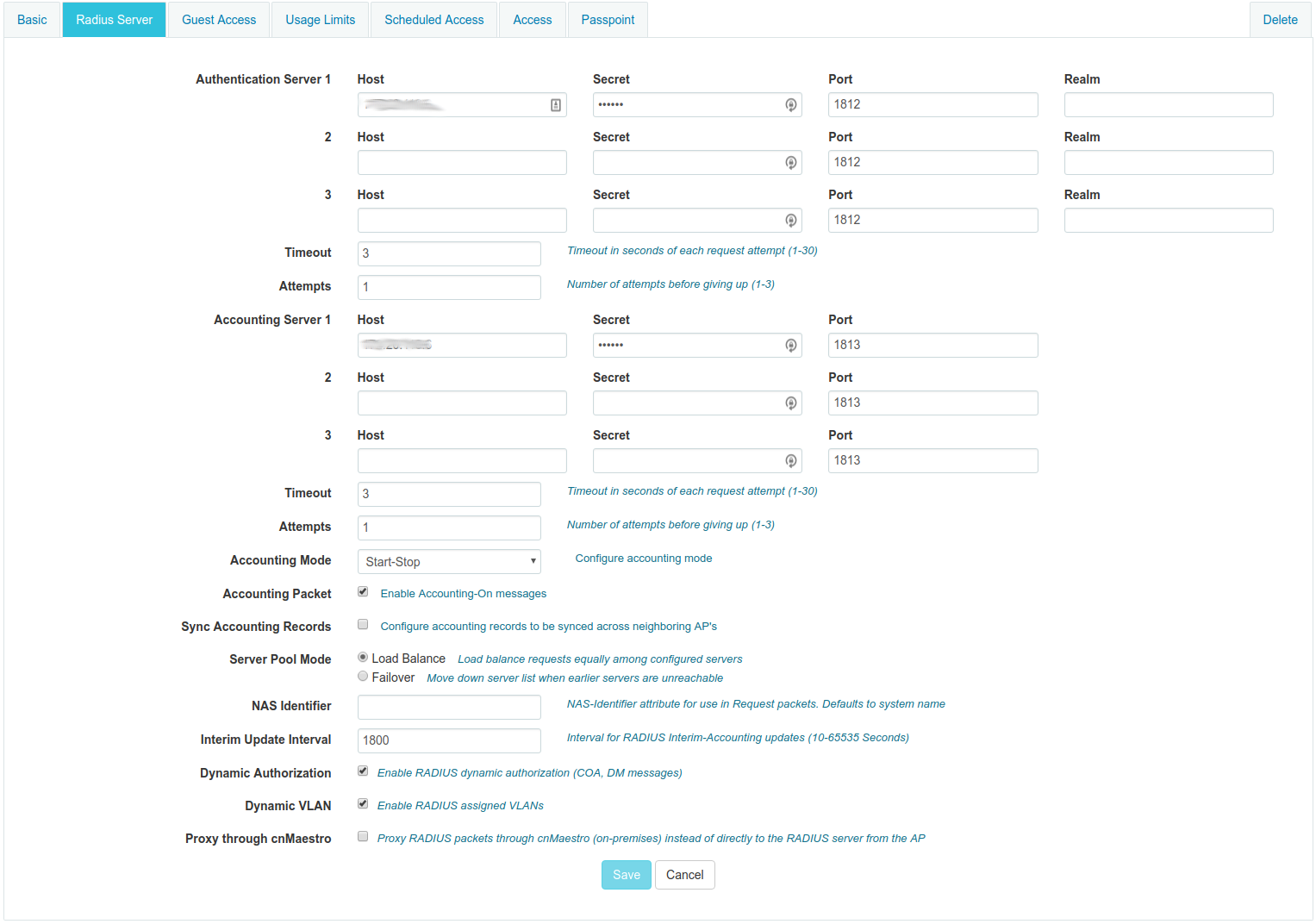 Cambium WLAN Radius